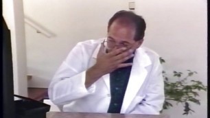 Doctor thoroughly examines the pussy of his patient with his magic wand