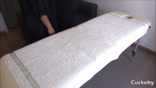 Cuckold massage at home with professional sex masseur