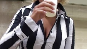 Big titted German slut gets her amazing round ass sprayed with cum