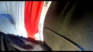 No Hands cumming in red underwear and pants wet dream