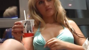 A wild German slut with an amazing body loves riding a cock on a bus stop