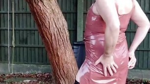 Hot hooded TV full length pvc shiny erotic