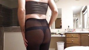 Wearing Thong & Pantyhose Makes Me Hard