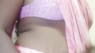 Indian aunty wearing saree show
