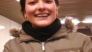 Short haired German shut pleasing her pierced pussy in the bedroom