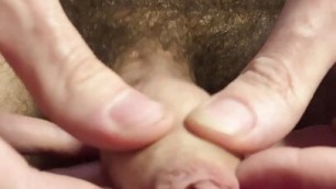 Playing with my foreskin without retracting until thick cum flows out